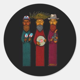 Pegatina Redonda Puerto Rican Three Wise Men – Parranda