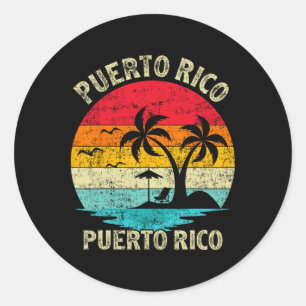 Pegatina Redonda Puerto Rico Beach Puerto Rico Vintage Family Vacat