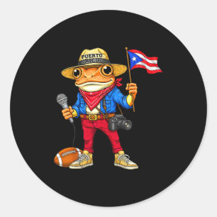 Pegatina Redonda Puerto rico coqui rana calle música fútbol