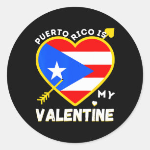 Pegatina Redonda Puerto Rico es mi San Valentín Día de San Valentín