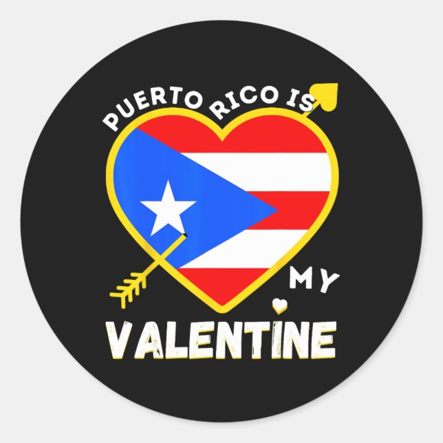 Pegatina Redonda Puerto Rico es mi San Valentín Día de San Valentín (Anverso)