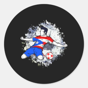 Pegatina Redonda Puerto Rico Fútbol Bandera Puertorriqueña Orgullos