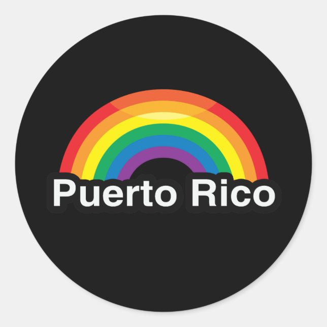 PEGATINA REDONDA PUERTO RICO ORGULLO LGBT RAINBOW (Anverso)