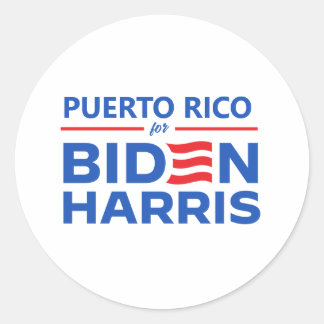 Pegatina Redonda Puerto Rico para Biden Harris