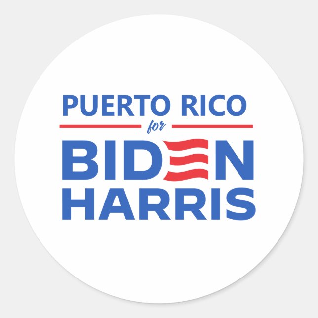 Pegatina Redonda Puerto Rico para Biden Harris (Anverso)