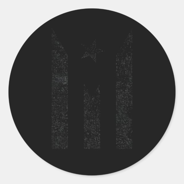 Pegatina Redonda Puerto Rico Resiste Bandera Negra Boricua (Anverso)