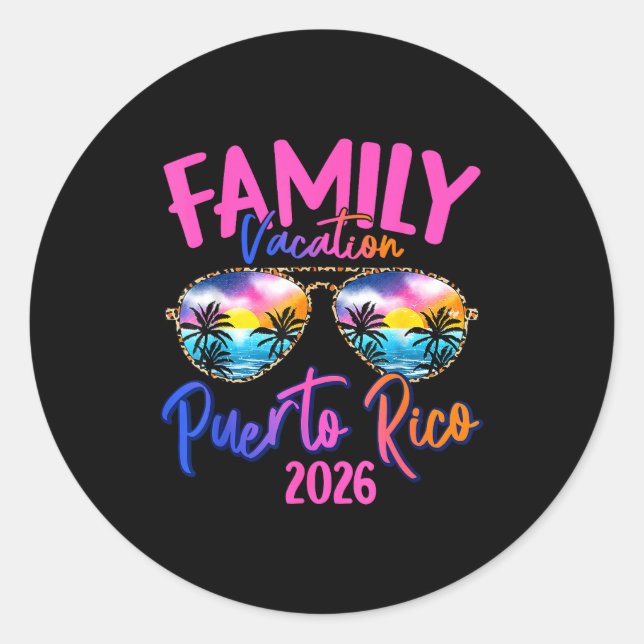 Pegatina Redonda Puerto Rico Vacation 2026 Souvenir Matching Family (Anverso)