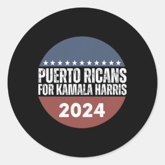 Pegatina Redonda Puertorriqueños Por Kamala Harris 2024