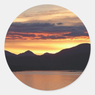 Pegatina Redonda Puesta de sol de Alaska I Hermosa fotografía de Al