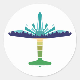 Pegatina Redonda puesta de sol de la línea aérea dc 6