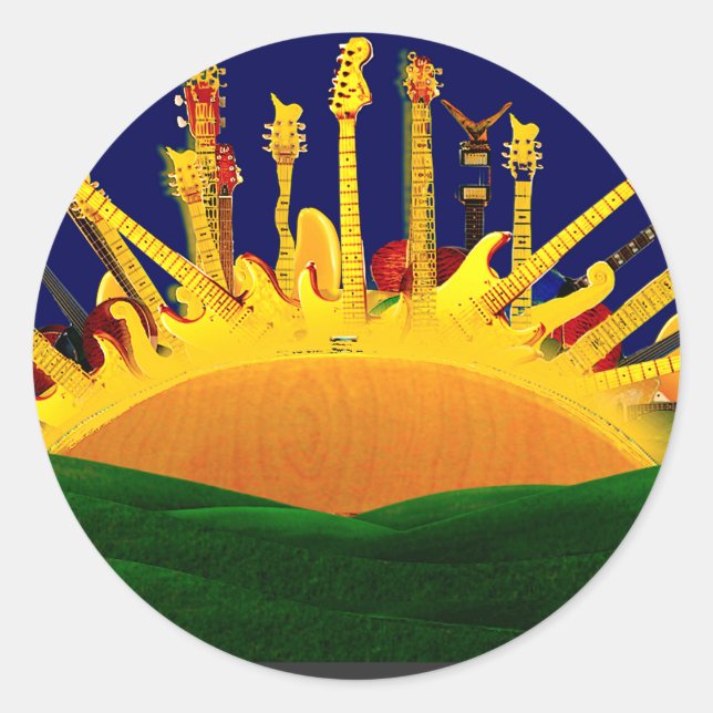 PEGATINA REDONDA ¡PUESTA DE SOL ELÉCTRICO! (Anverso)