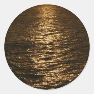 Pegatina Redonda Puesta de sol en el agua Fotografía abstracta del 