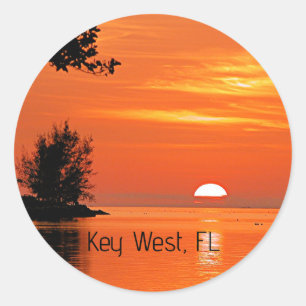Pegatina Redonda Puesta de sol en Key West, FL