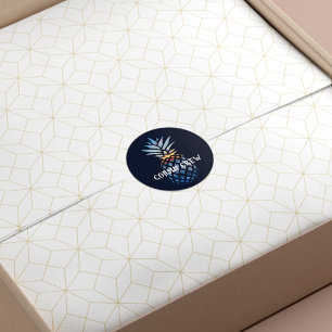 Pegatina Redonda Puesta de sol tropical personalizada de piña