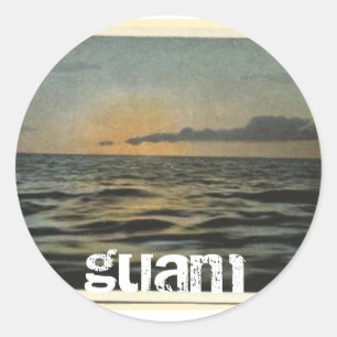 Pegatina Redonda Puesta del sol de Guam del vintage