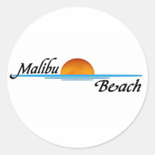 Pegatina Redonda Puesta del sol de Malibu