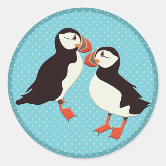 Pegatina Redonda Puffin (Anverso)