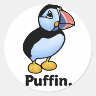 Pegatina Redonda Puffin. del frailecillo