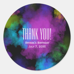 Pegatina Redonda Puffs of Color Maquillaje Belleza Favor de Fiesta 