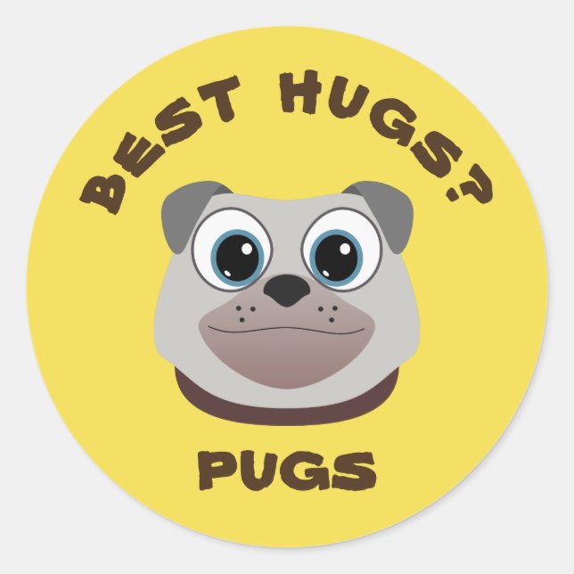 Pegatina Redonda Pug (Anverso)