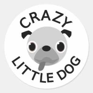 Pegatina Redonda Pug Crazy Little Dog