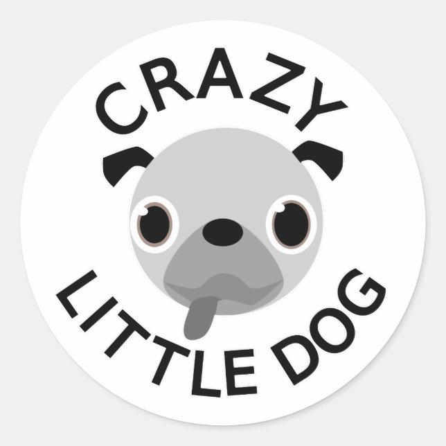 Pegatina Redonda Pug Crazy Little Dog (Anverso)