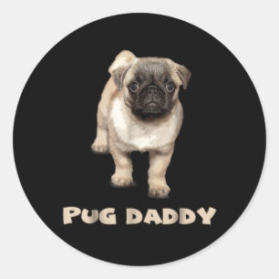 Pegatina Redonda Pug Daddy Lover Gift Funny