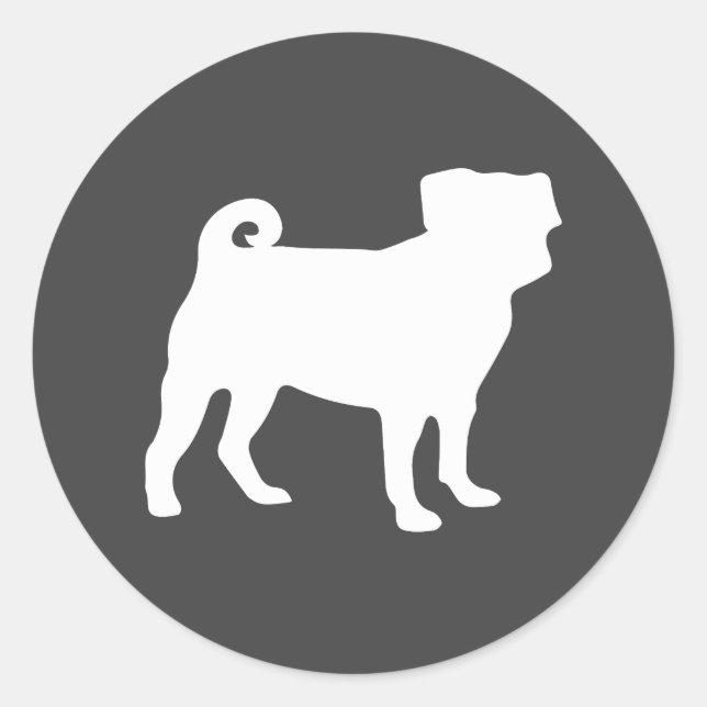 Pegatina Redonda Pug Dog Baby Shower Gris Puppy Género Neutral (Anverso)