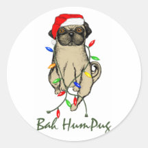 Pug Dog Bah Humpug Navidades graciosos