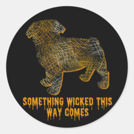 Pegatina Redonda Pug Dog Silhouette Fun Halloween