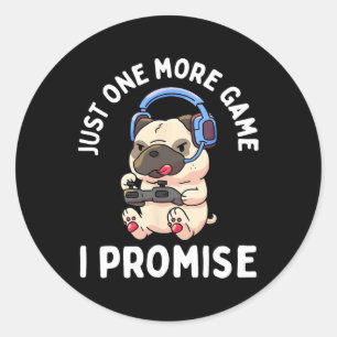 Pegatina Redonda Pug Gamer Perro Lover Video Juego Niños Chicas Reg