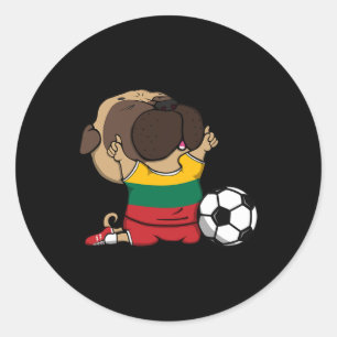Pegatina Redonda Pug Lituania Jersey de Aficionados de Fútbol Camis