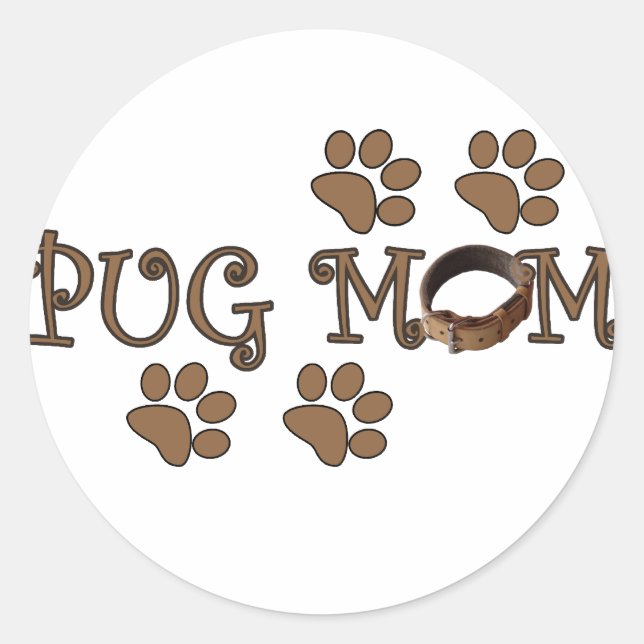 Pegatina Redonda Pug Mom (Anverso)