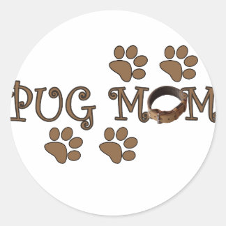Pegatina Redonda Pug Mom