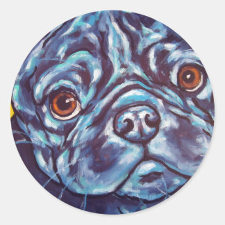 Pegatina Redonda Pug negro