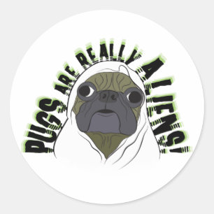 Pegatina Redonda pugs son realmente extraterrestres