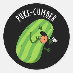Pegatina Redonda Puke-cumber Funny Cucumber Pun Dark BG