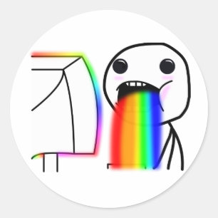 Pegatina Redonda Pukes los arco iris