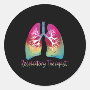 Pegatina Redonda Pulmones colorantes del terapismo respiratorio