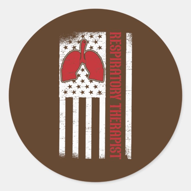 Pegatina Redonda Pulmones de bandera respiratoria respiratoria terá (Anverso)