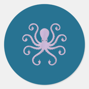 Pegatina Redonda Pulpo Enojado Dedo Medio Novedad