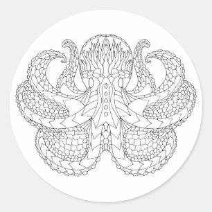 Pegatina Redonda Pulpo modelado étnico