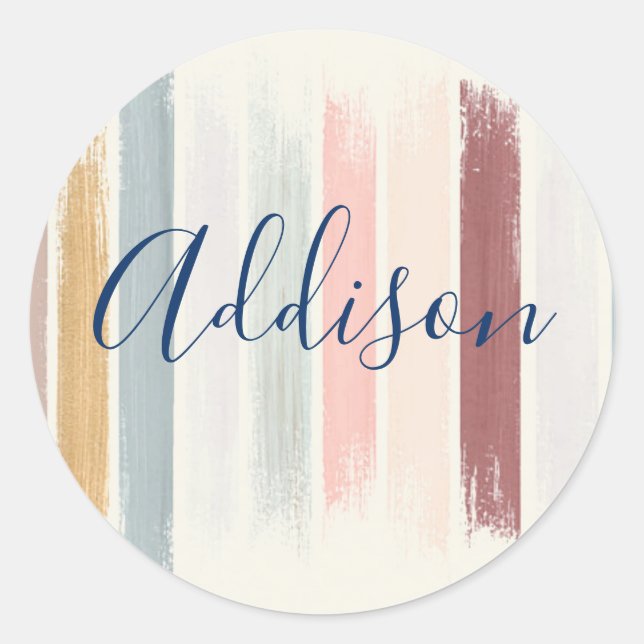 Pegatina Redonda Pulsaciones de pincel pastel almohada de lanzamien (Anverso)