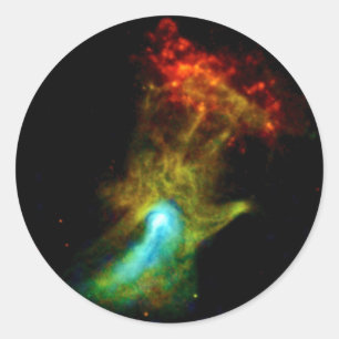 Pegatina Redonda Pulsar B1509 - Nebulosa de Rayos X Mano de Dios Fo