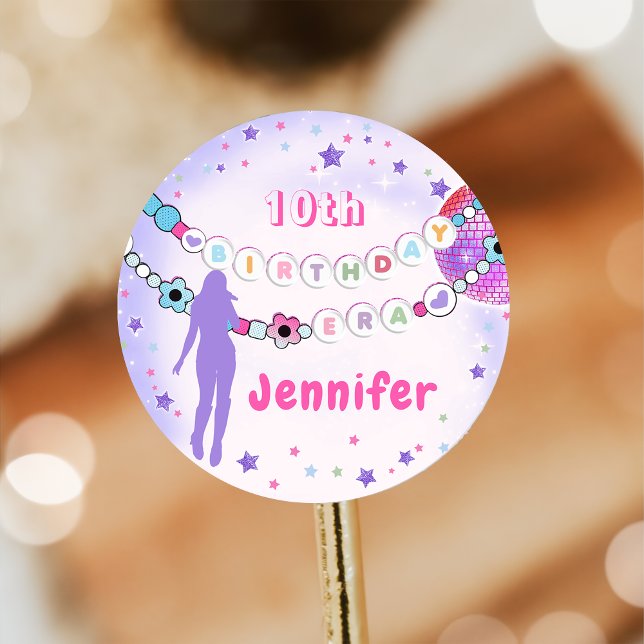 Pegatina Redonda Pulsera De Amistad De La Fiesta De Cumpleaños De E (Subido por el creador)