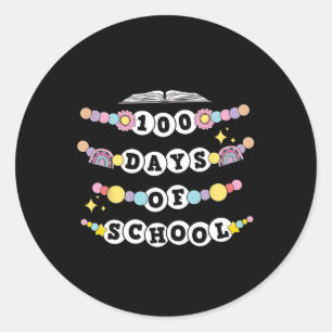 Pegatina Redonda Pulsera De Amistad Graciosa 100 Días De Escuela 10