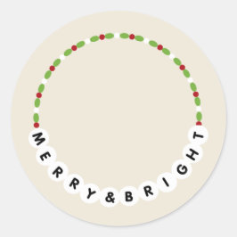 Pegatina Redonda Pulsera De Amistad, Navidades Brillantes Y Brillan