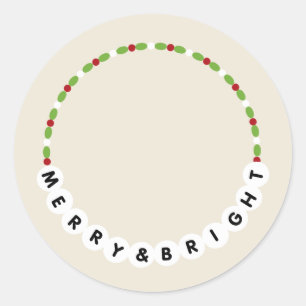 Pegatina Redonda Pulsera De Amistad, Navidades Brillantes Y Brillan
