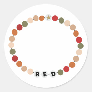 Pegatina Redonda Pulsera de amistad roja