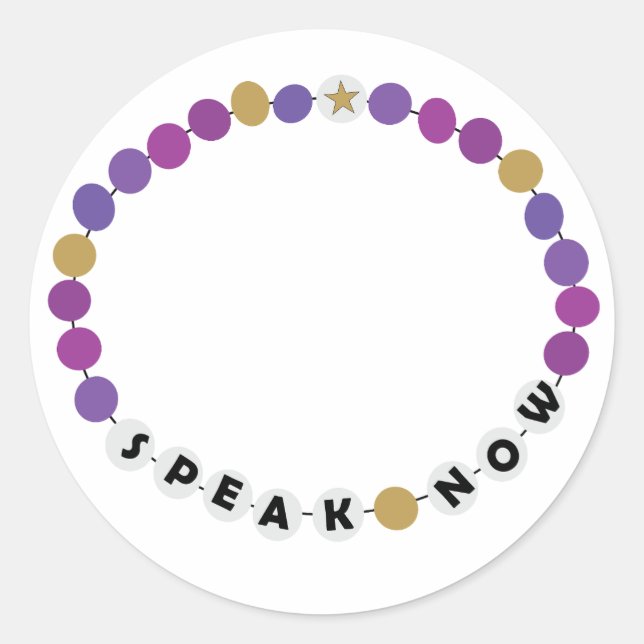 Pegatina Redonda Pulsera de amistad Speak Now (Anverso)